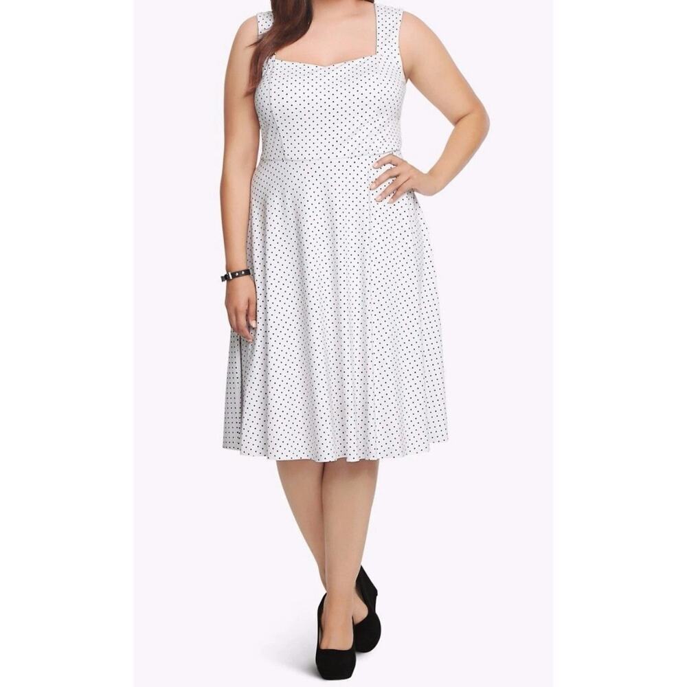 Torrid White Polka Dot Swing Sweetheart Plus Size 16 Vintage Inspired Dress - Picture 1 of 6